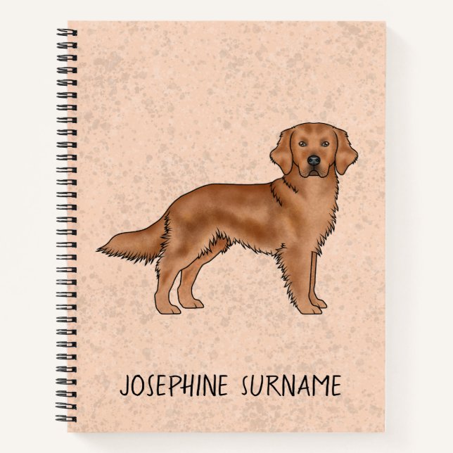 Cuaderno Tirador de oro rojo adormecido perro con texto Per (Anverso)