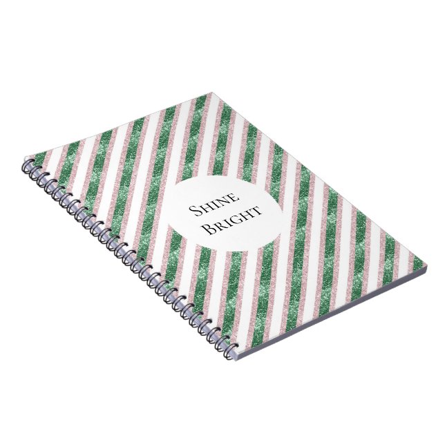 Cuaderno Tiras de brillo rosado verde sonrosado (Lado Derecho)
