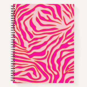 Cuaderno Tiras de cebra Naranja rosado Impresión de animal