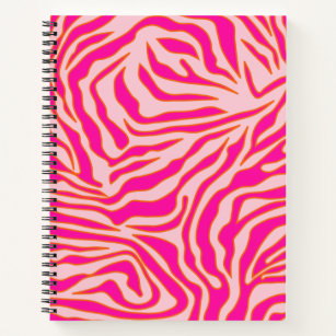 Cuaderno Tiras de cebra Naranja rosado Impresión de animale