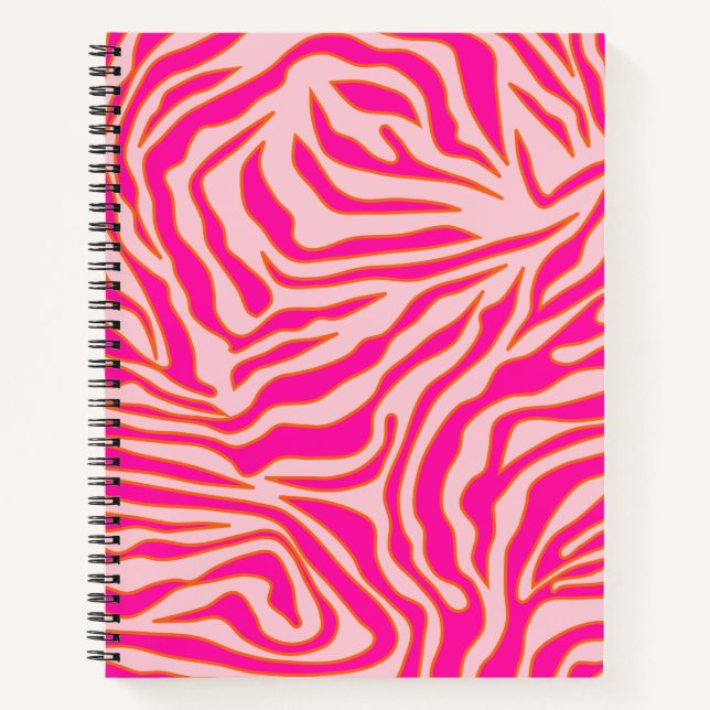 Cuaderno Tiras de cebra Naranja rosado Impresión de animale (Anverso)