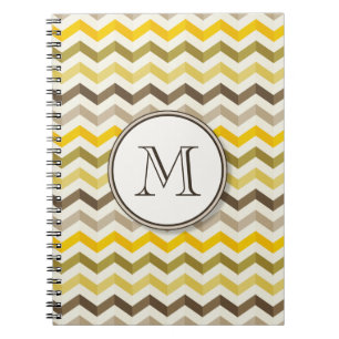 Cuaderno Tiras de Chevron de Oro Earthtone con monograma re