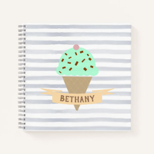 Cuaderno Tiras de crema de hielo Mint Choc Personalizadas