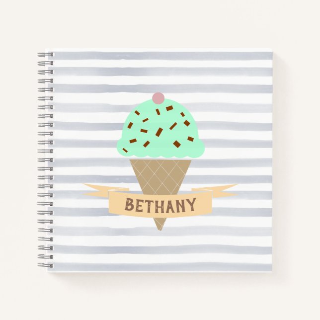 Cuaderno Tiras de crema de hielo Mint Choc Personalizadas (Anverso)