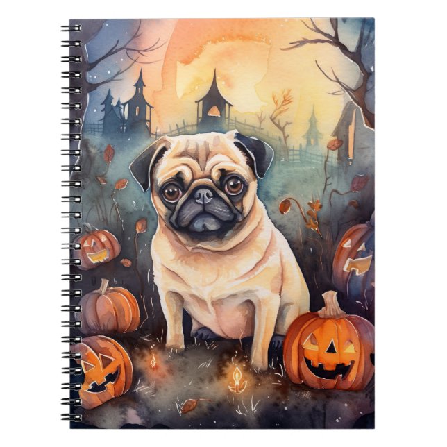 Cuaderno Tiras de Halloween con calabazas aterradoras (Frente)