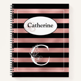 Cuaderno Tiras de oro Rosa personalizadas con C inicial