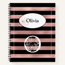 Cuaderno Tiras de oro Rosa personalizadas con O inicial