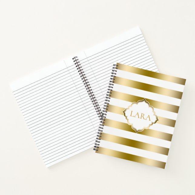 Cuaderno Tiras Metálicas De Oro Y Blanco (Interior)