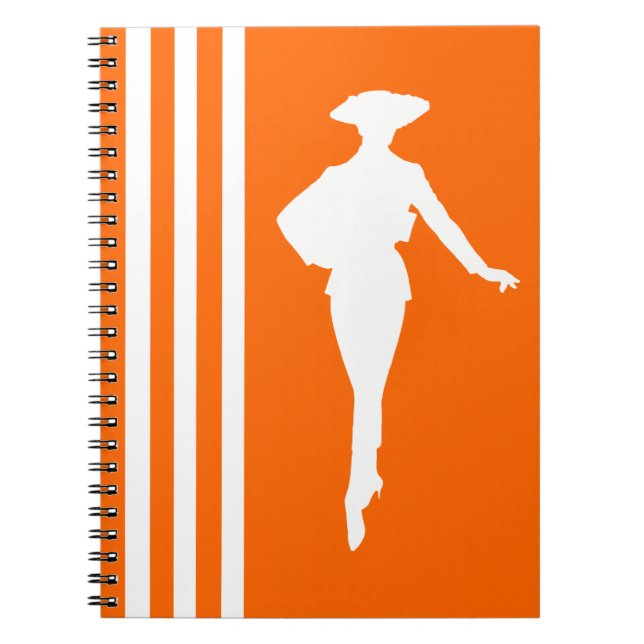Cuaderno Tiras Tangerine Modernas con Silhouette de Moda (Frente)