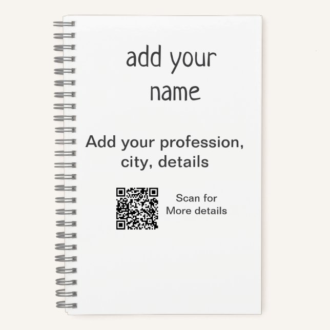 Cuaderno Título QR de nombre de texto simple mínimo (Anverso)