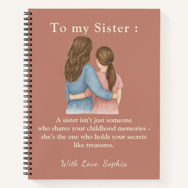 Cuaderno To My Sister – Custom Photo Notebook Gift (Anverso)