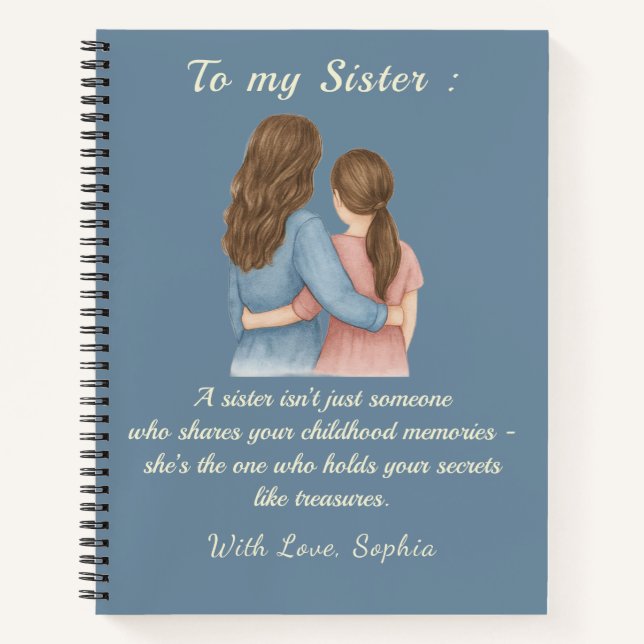 Cuaderno To My Sister – Custom Photo Notebook Gift (Anverso)
