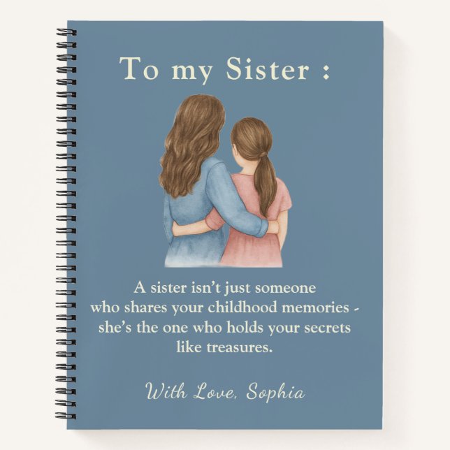 Cuaderno To My Sister – Custom Photo Notebook Gift (Anverso)