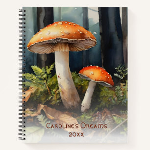 Cuaderno Toadstoide rojo color agua ・ Cottagecore del bosqu
