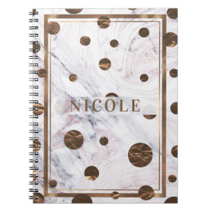 Cuaderno Toco de Rosa de oro Marble de bronce Girona