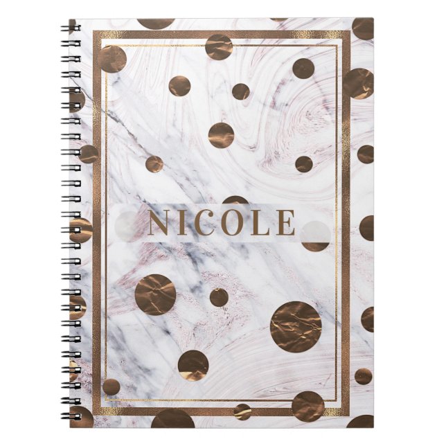 Cuaderno Toco de Rosa de oro Marble de bronce Girona (Frente)