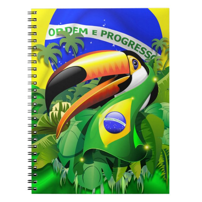 Cuaderno Toco Toucan con bandera de Brasil (Frente)
