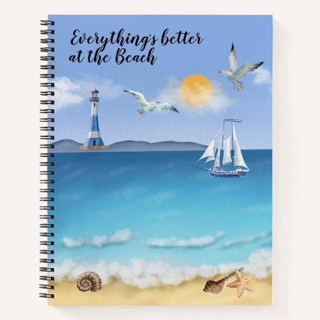 Cuaderno Todo está mejor en el Beach Ocean Scene (Anverso)