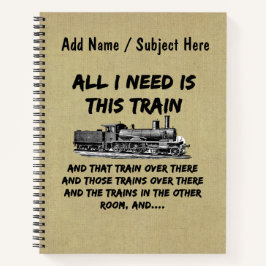 Cuaderno Todo Lo Que Necesito Este Ferrocarril Funny Del Mo
