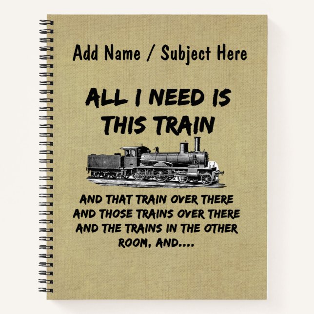 Cuaderno Todo Lo Que Necesito Este Ferrocarril Funny Del Mo (Anverso)