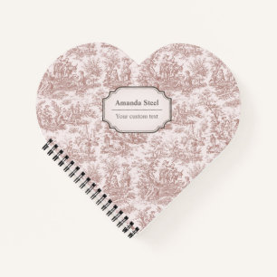 Cuaderno Toile De Jouy Corazón Marrón Claro Vintage