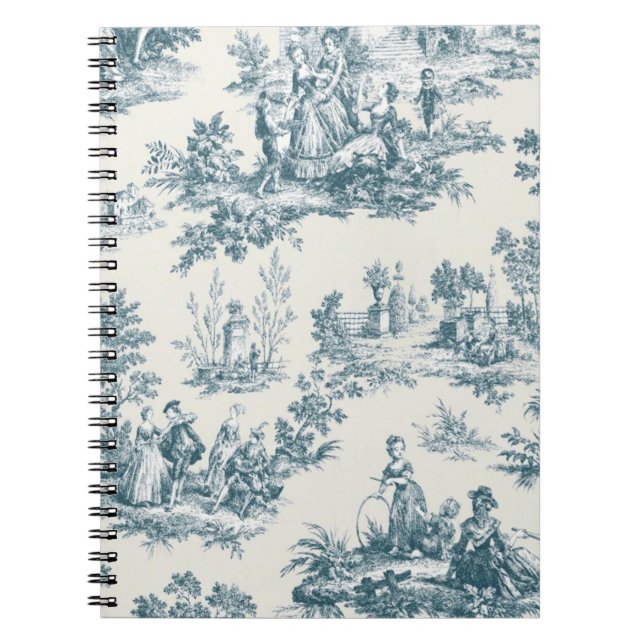 Cuaderno Toile de jouy sage verde elegante (Frente)