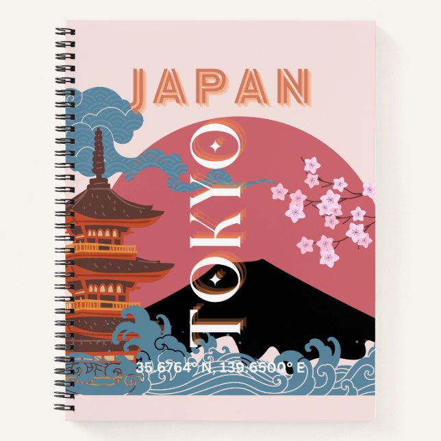 Cuaderno Tokio Japón: Arte de viajes, arte de viajes retro (Anverso)