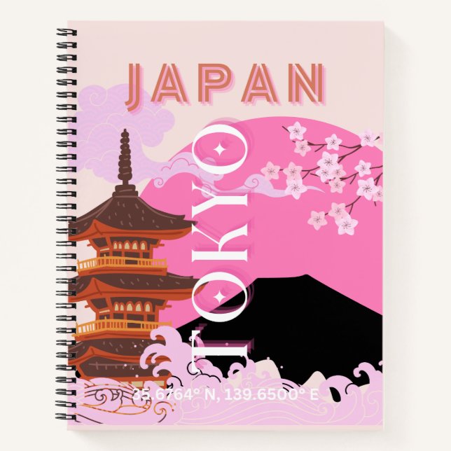 Cuaderno Tokio Japón: Arte de viajes, arte de viajes retro, (Anverso)