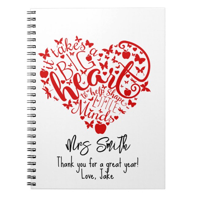 Cuaderno toma s big heart Teacher Apple gracias portátil (Frente)