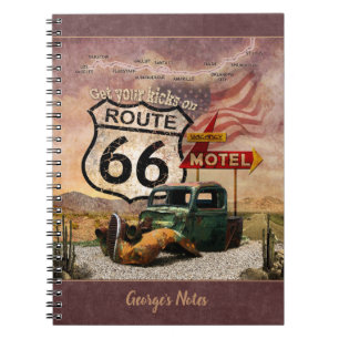 Cuaderno Toma tus patadas en la Ruta 66 (personalizable)