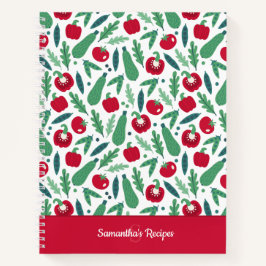 Cuaderno Tomate + Cucumber Vegetable Patrón con Nombre Rece