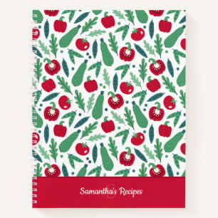 Cuaderno Tomate + Cucumber Vegetable Patrón con Nombre Rece