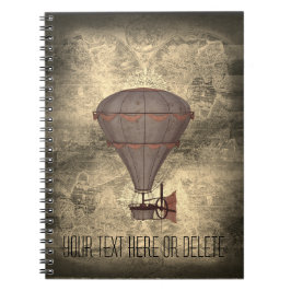 Cuaderno Tono de encargo de la sepia de Steampunk del globo