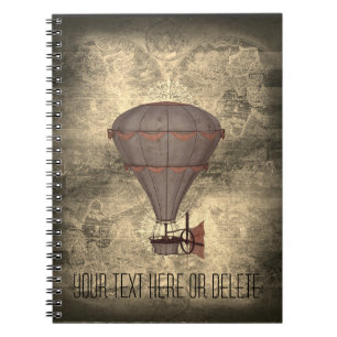 Cuaderno Tono de encargo de la sepia de Steampunk del globo