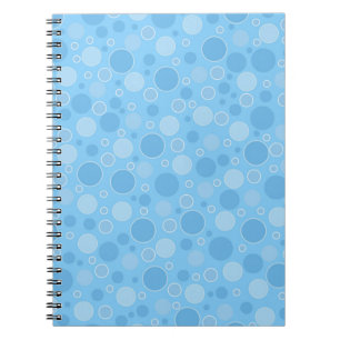 Cuaderno tonos azul brillante con lunares en retro sesenta
