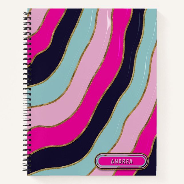 Cuaderno Tonos azul rosado ondulados y ondulados Purpurinas (Anverso)