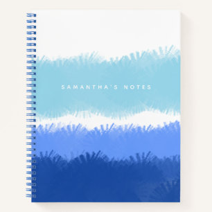 Cuaderno Tonos azules de color de agua abstracto moderno