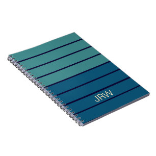 Cuaderno Tonos de Azul Rayas Monograma Regreso a la Escuela