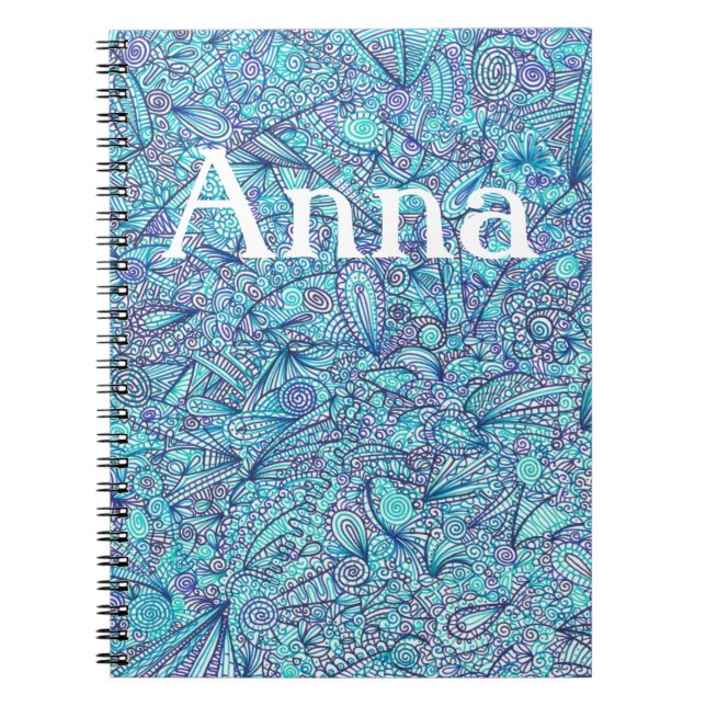 Cuaderno Tonos De Bloc De Notas Personalizado Azul  (Frente)