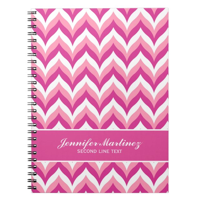 Cuaderno Tonos De Color Rosa Y Blanco Zigzag Chevron (Frente)