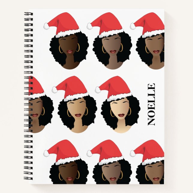 Cuaderno Tonos de Melanin, mujeres negras, Feliz Navidad (Anverso)