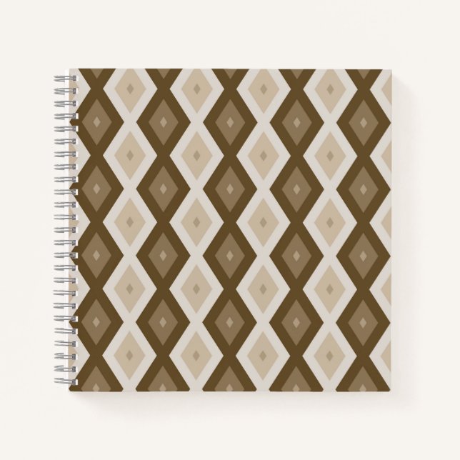 Cuaderno Tonos de patrón de diamante marrón (Anverso)