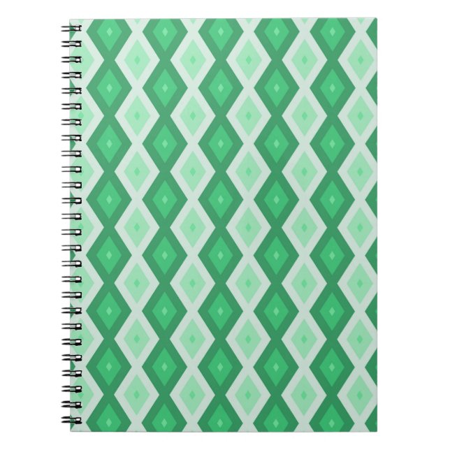Cuaderno Tonos de patrón de diamante verde (Frente)