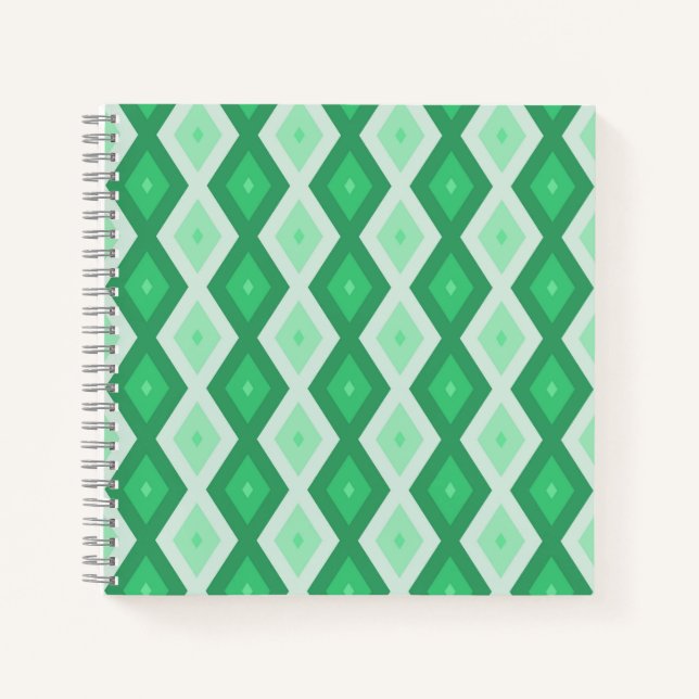 Cuaderno Tonos de patrón de diamante verde (Anverso)