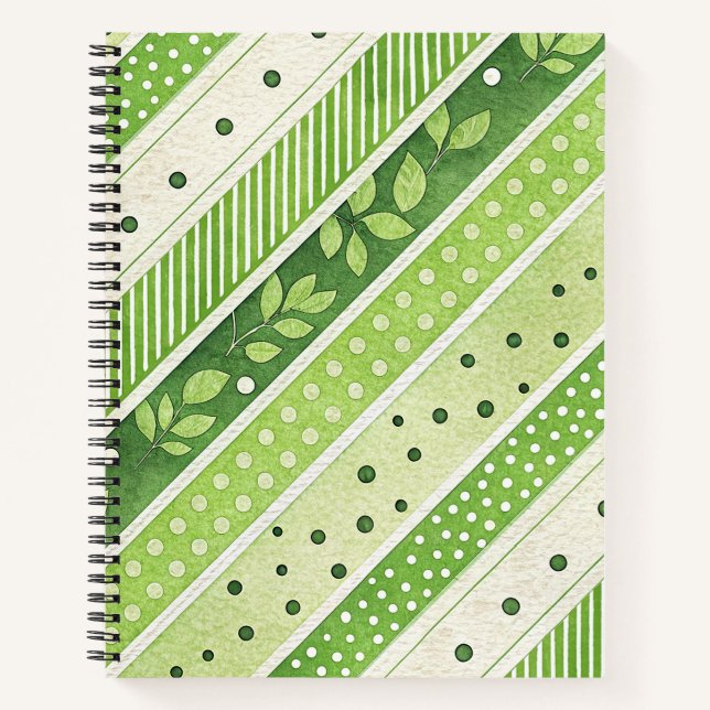 CUADERNO TONOS DE VERDE Y RAYAS BLANCAS (Anverso)