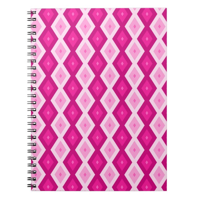 Cuaderno Tonos del patrón de diamantes de fucsia (Frente)