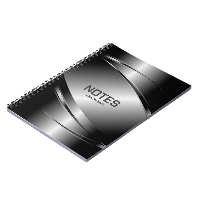 Cuaderno Tonos grises Acero inoxidable Aspecto metálico- Mo (Lado Izquierdo)