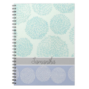Cuaderno Tonos pastel elegantes de patrón azul personalizad