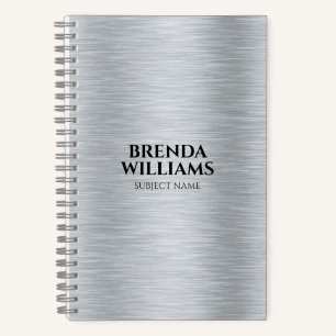 Cuaderno Tonos plateados textura de aluminio cepillado metá