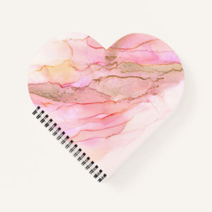 Cuaderno Tonos rosados en nubes de tinta con oro
